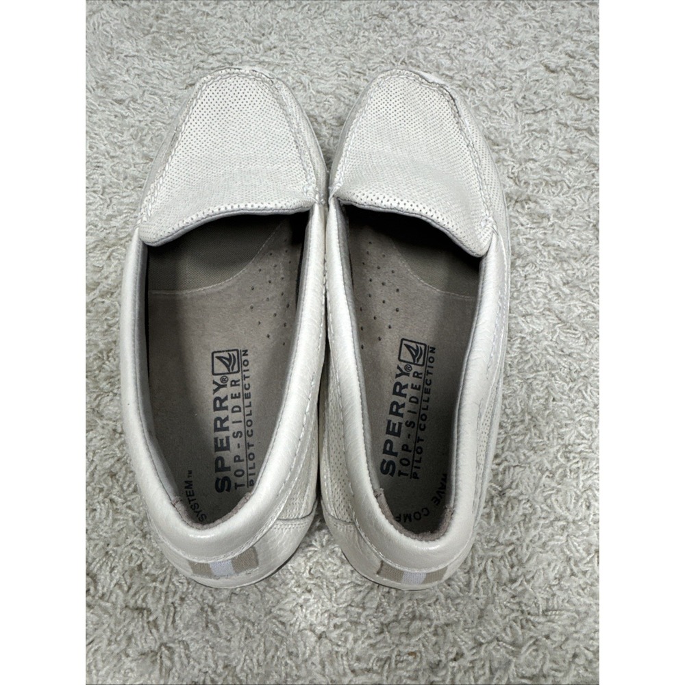 Sperry Top-Sider Pilot Collection Cream Perforated Slip On Loafers Boat Shoes 12 - Picture 11 of 13